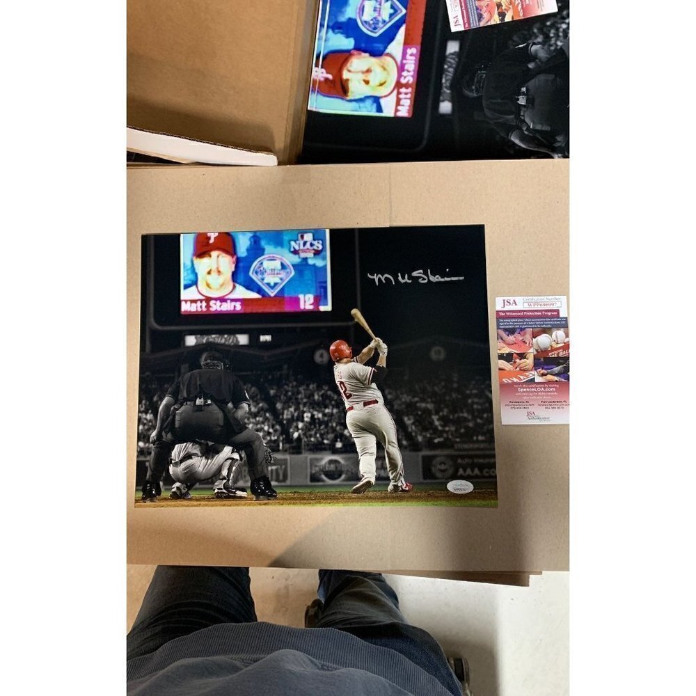 Matt Stairs Autograph Signed Phillies 2008 Home Run Dodgers 11x14 Photo JSA